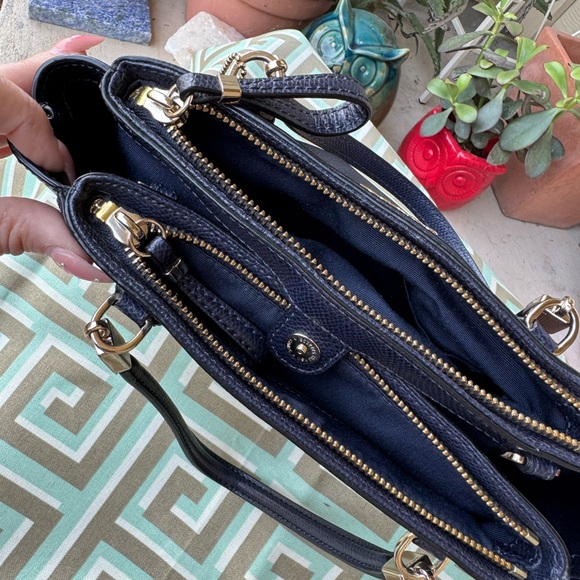 Coach Authentic Navy Leather Christie Carryall Mini Purse Handbag Minimalist Bag - Picture 4 of 10